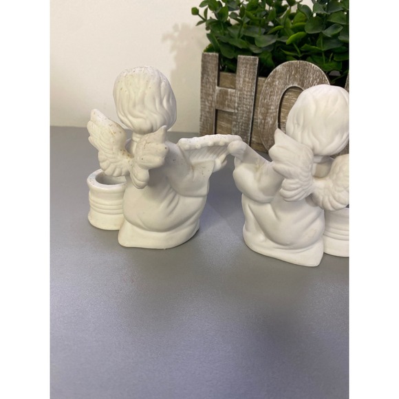 Vintage Ceramic Angel Candlestick Holders Set of 2 Musical Angels Made in Taiwan - Picture 3 of 8